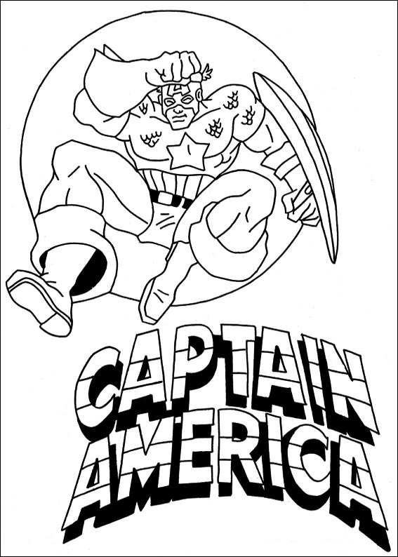 Print Captain America kleurplaat