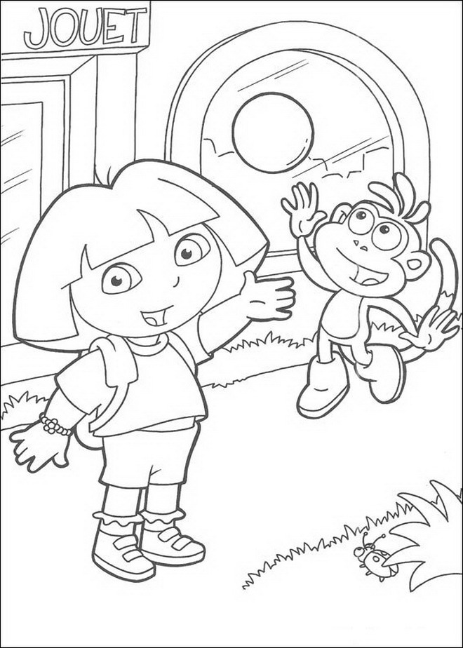 Print Dora en Boots kleurplaat
