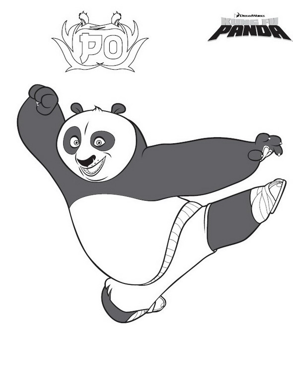 Print Kung Fu Panda Po kleurplaat