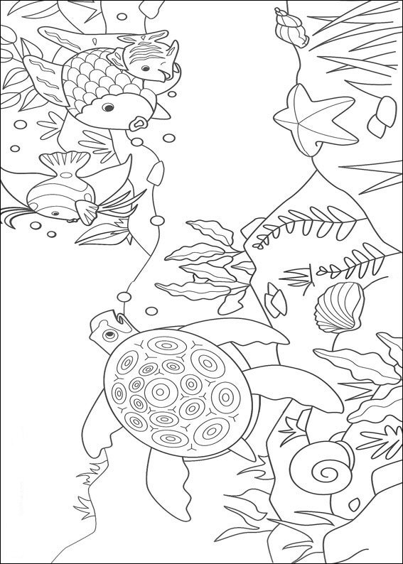 Print Mooiste vis en zeeschildpad kleurplaat