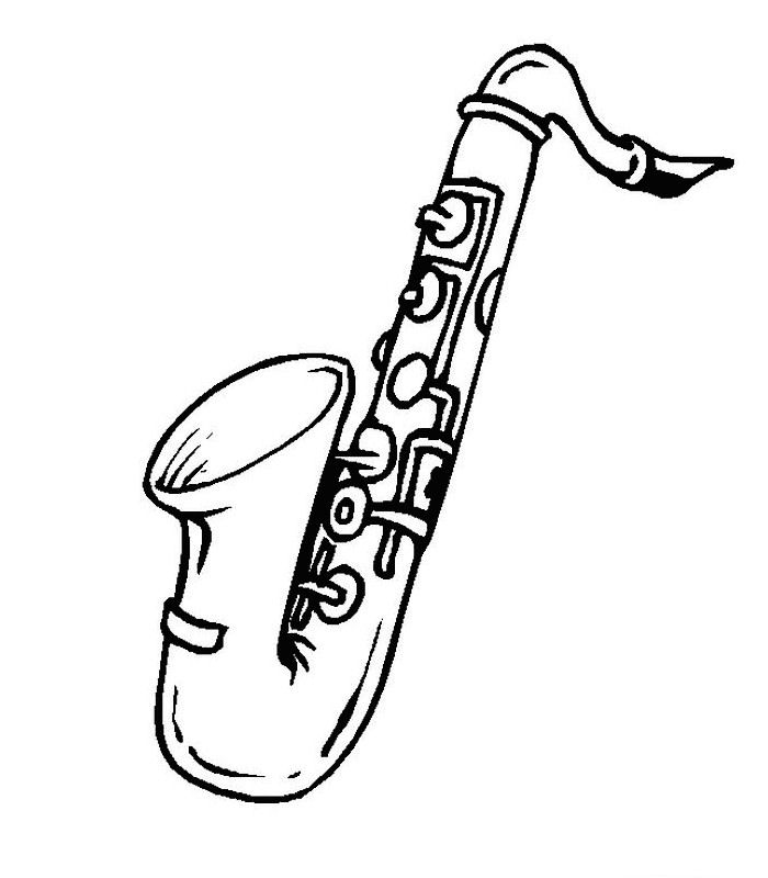 Print Saxofoon kleurplaat