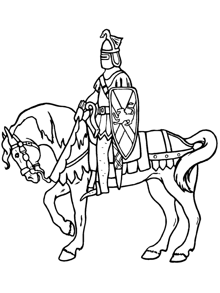Print Ridder op paard kleurplaat