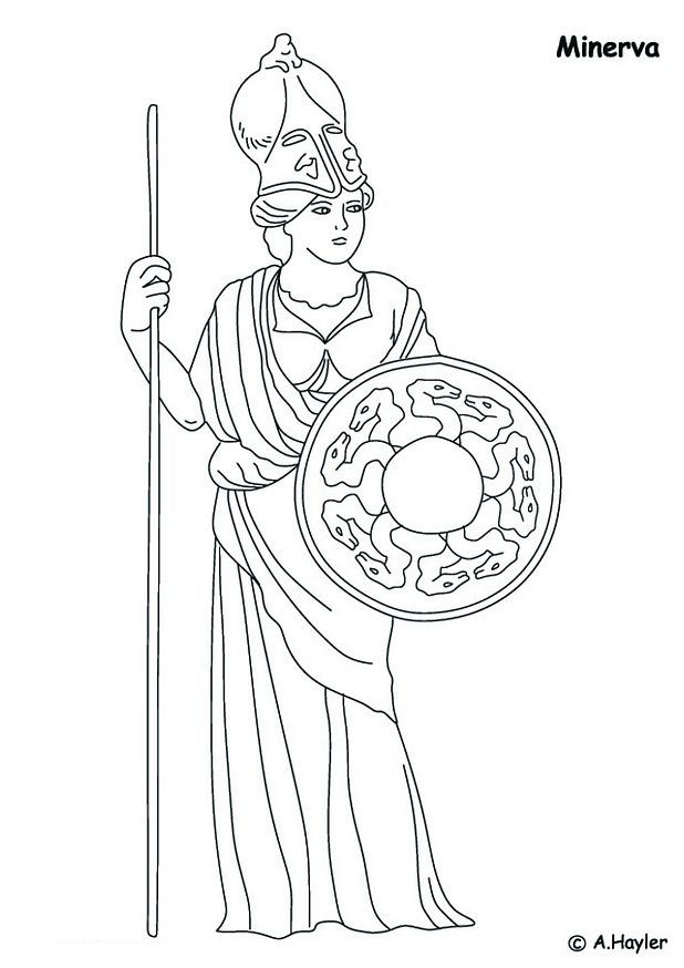 Print Minerva, godin van het verstand kleurplaat