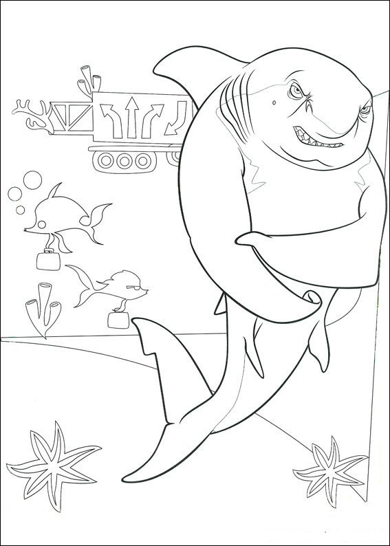Print Lino de haai kleurplaat