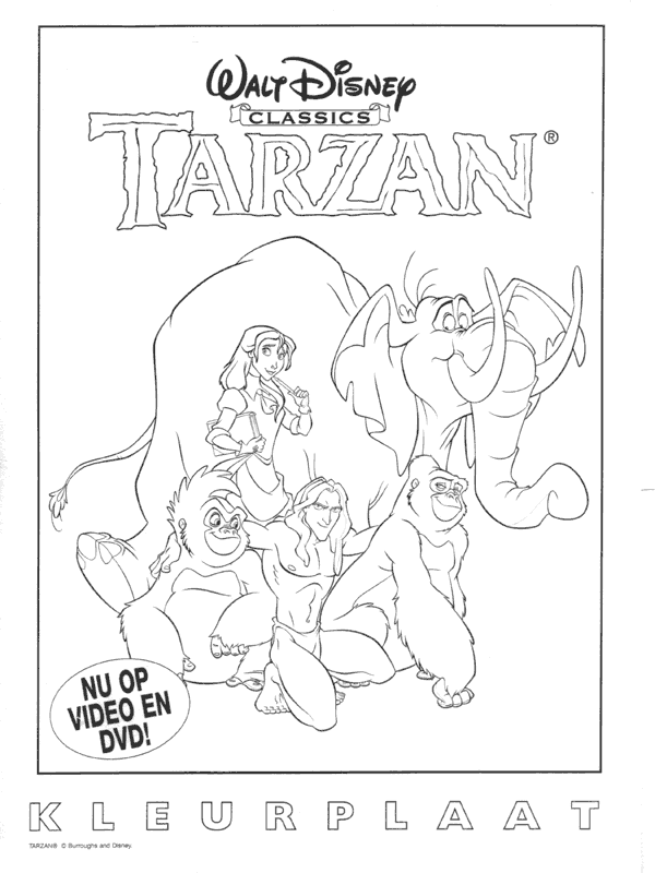 Print Tarzan kleurplaat
