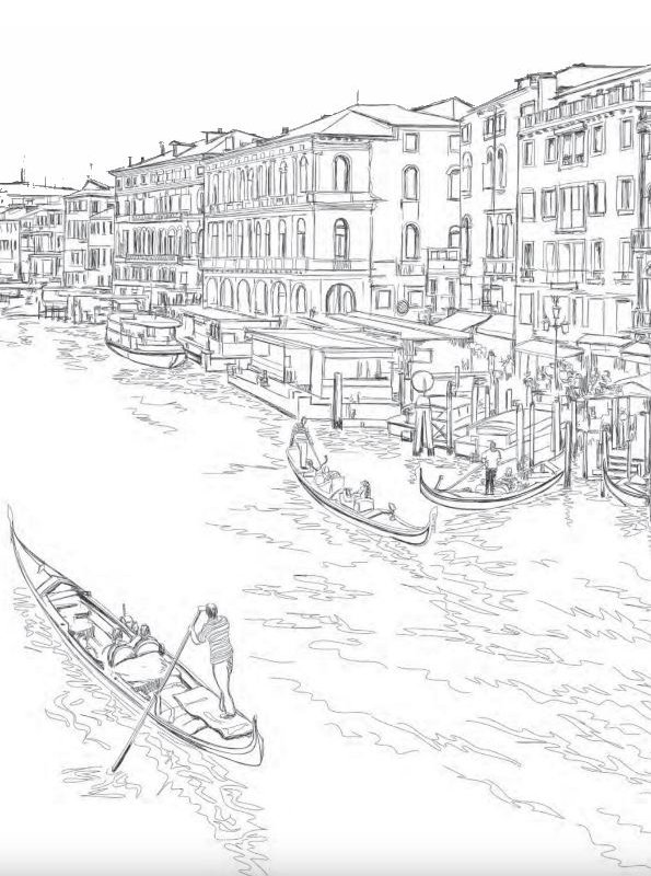 Print Venetië kleurplaat