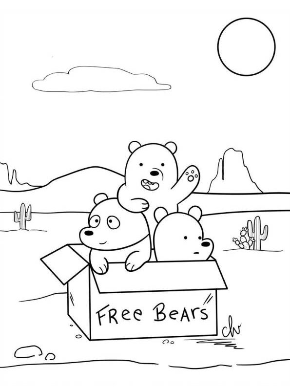 Print free bears kleurplaat