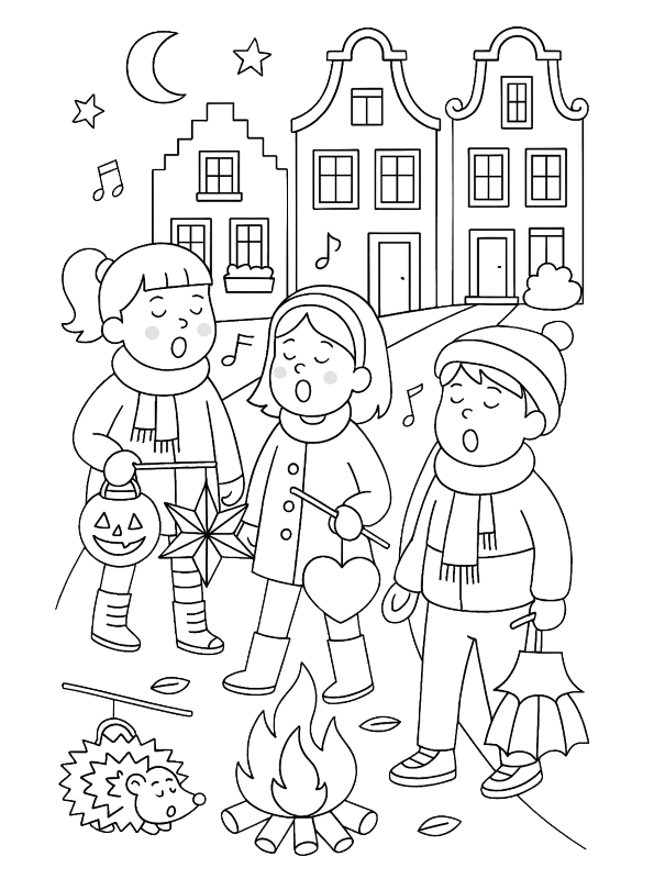 In de stad, kleurplaat van 11 november