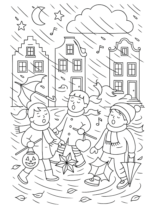 Met weer en wind, kleurplaat van 11 november