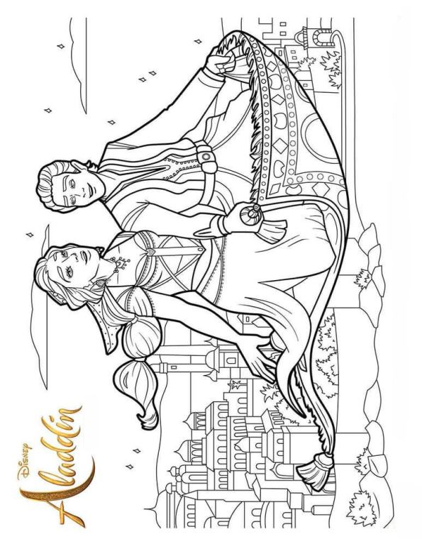 Vliegend tapijt, kleurplaat van Aladdin 2019
