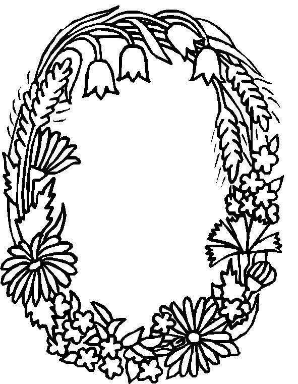 O, kleurplaat van Alfabet bloemen