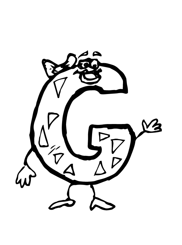 Alfabet met gekke letters 7, kleurplaat van Alfabet met gekke letters
