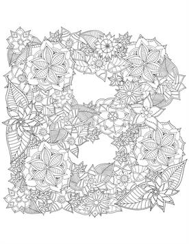 b, kleurplaat van Alfabet Bloemen Moeilijk