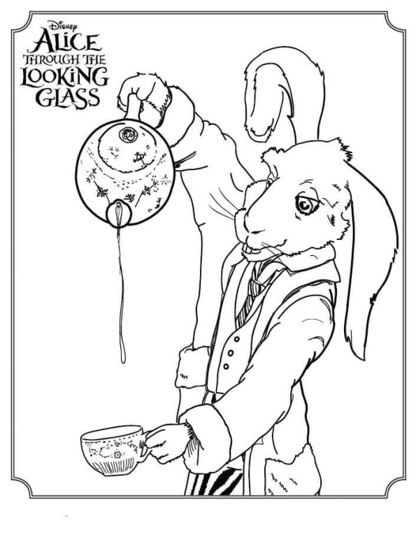 White Rabbit, kleurplaat van Alice Through The Looking Glass