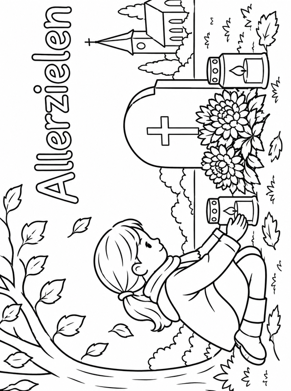 allerzielen kleurplaat, kleurplaat van Allerzielen