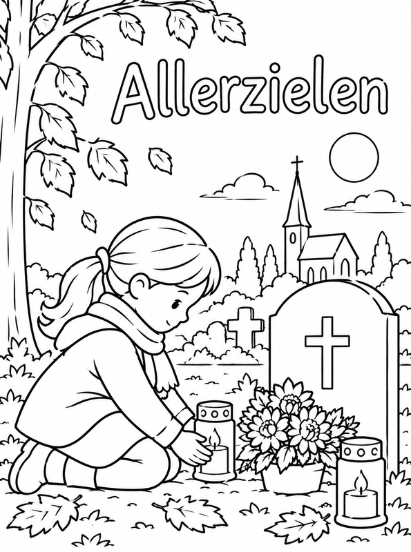 allerzielen, kleurplaat van Allerzielen