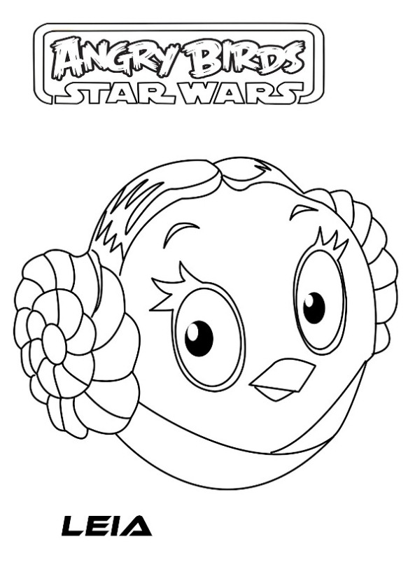 Leia, kleurplaat van Angry Birds Star Wars