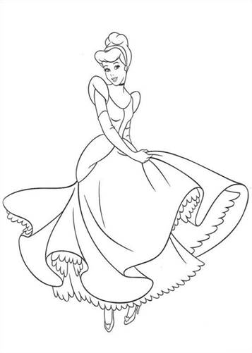 Assepoester klaar voor het bal, kleurplaat van Assepoester