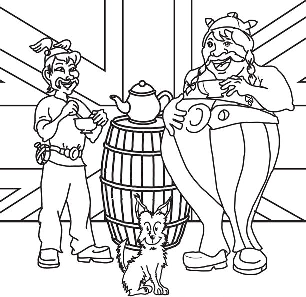 Print Asterix en Obelix bij de Britten kleurplaat