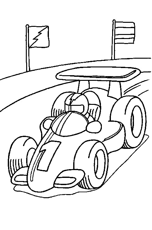 Print Racewagen kleurplaat