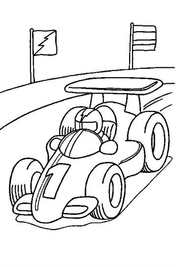 Racewagen 1, kleurplaat van Auto
