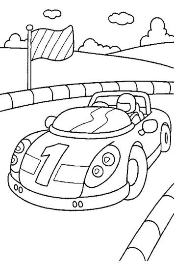 Racewagen 3, kleurplaat van Auto