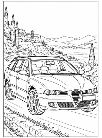 alfa romeo sportwagon, kleurplaat van Automerken