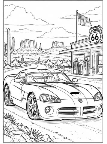 dodge viper, kleurplaat van Automerken