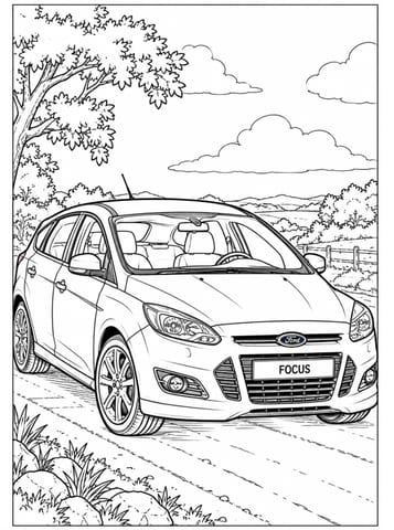 ford focus, kleurplaat van Automerken