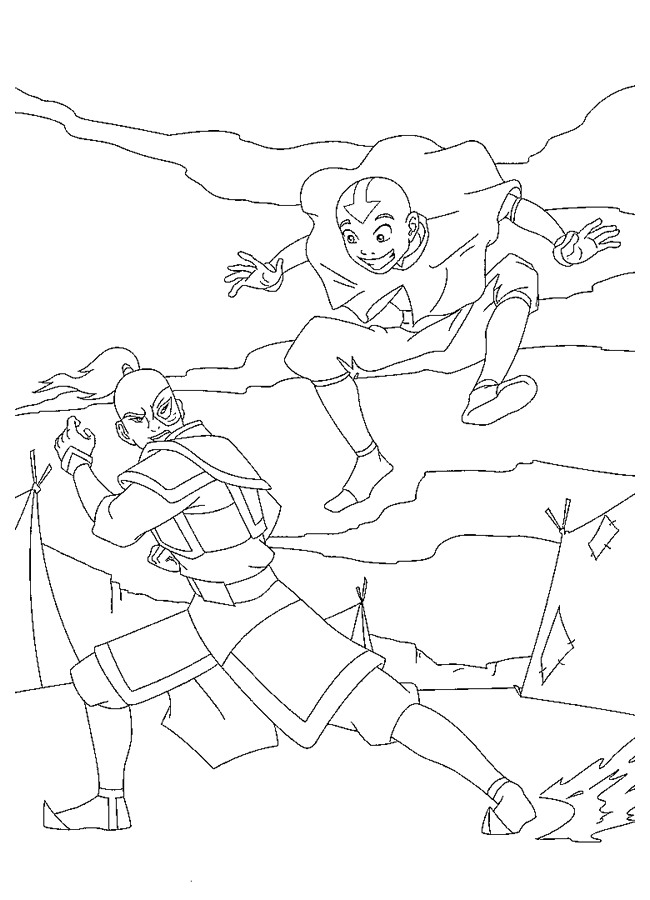 Print Prins Zuko en Aang kleurplaat