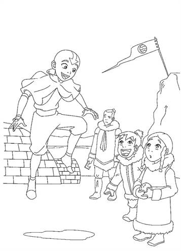 Aang doet gek, kleurplaat van Avatar