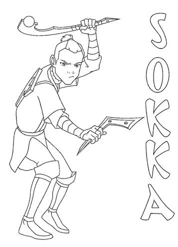 Sokka 1, kleurplaat van Avatar