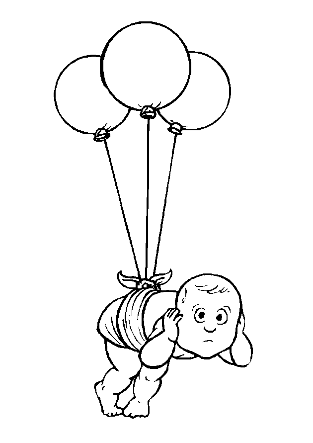 Baby aan ballonnen