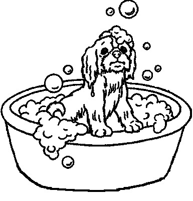 Print Hond in het bad kleurplaat