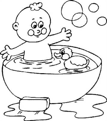 In het bad 5, kleurplaat van In het bad