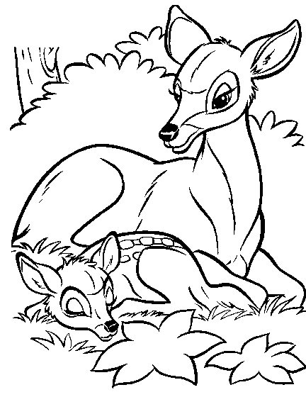 Print Bambi slaapt kleurplaat
