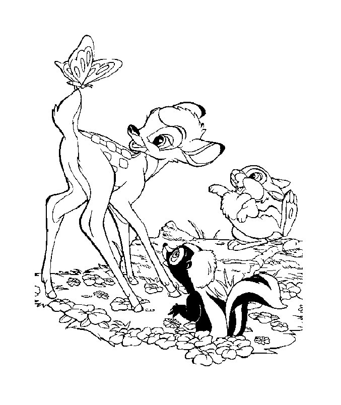 Print Bambi. Stampertje en Stinkertje kleurplaat