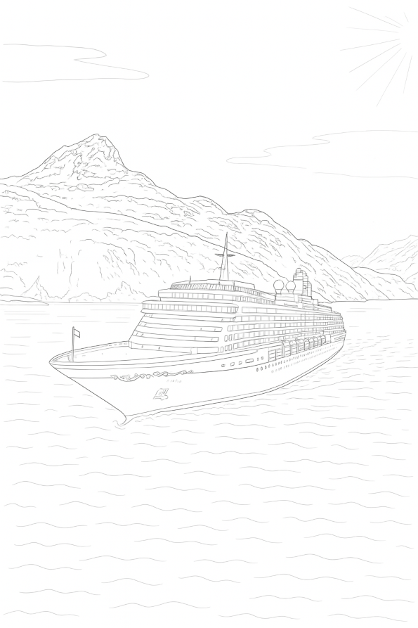 Cruisen in een fjord, kleurplaat van Beroemde musea