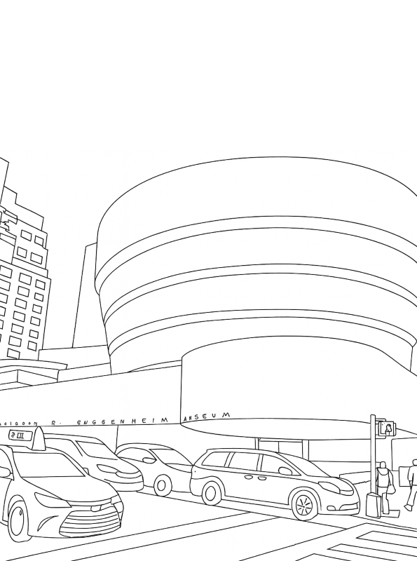 Guggenheim museum, New York, kleurplaat van Beroemde musea