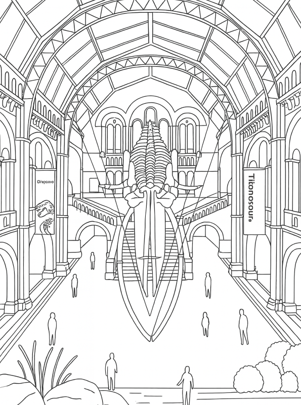 Natural History Museum London, kleurplaat van Beroemde musea