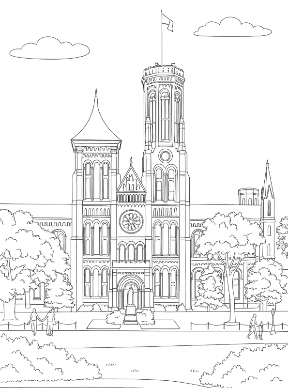 The Smithsonian Institution, Washington, kleurplaat van Beroemde musea