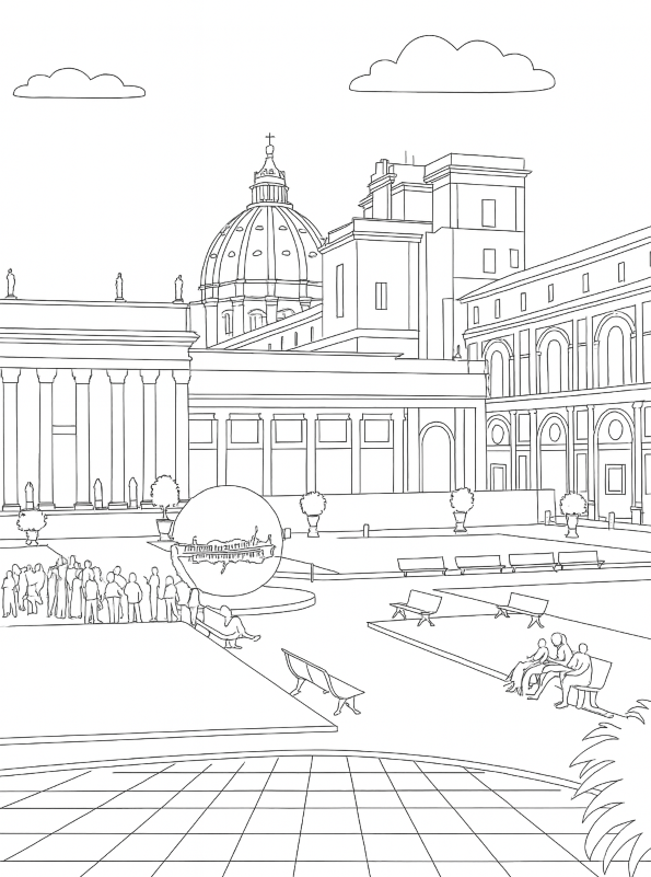 Vaticaanse Musea, Vaticaanstad, kleurplaat van Beroemde musea