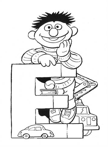 Ernie 1, kleurplaat van Sesamstraat Bert en Ernie