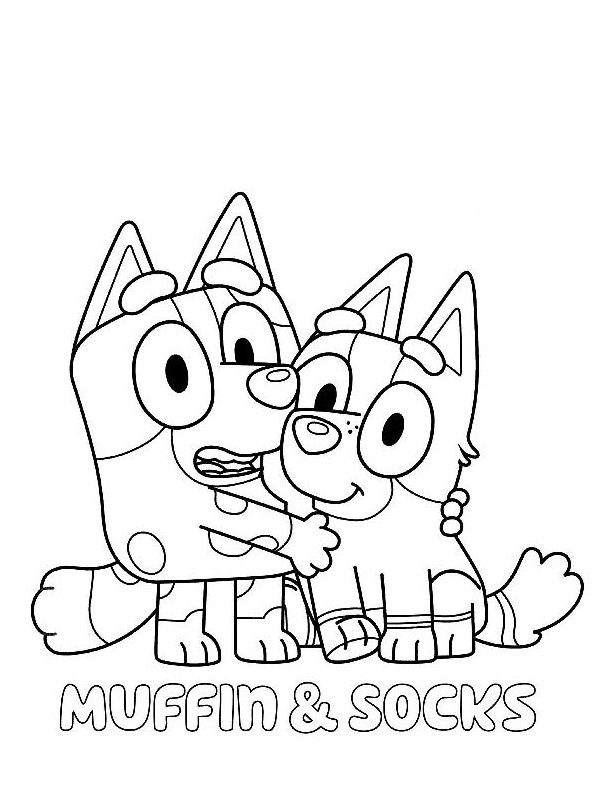 Muffin and Socks, kleurplaat van Bluey