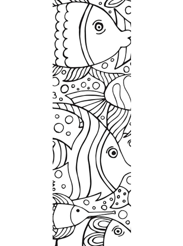 Print vis kleurplaat