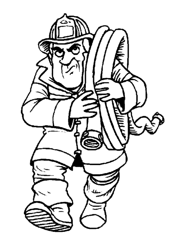 Brandweerman met slang