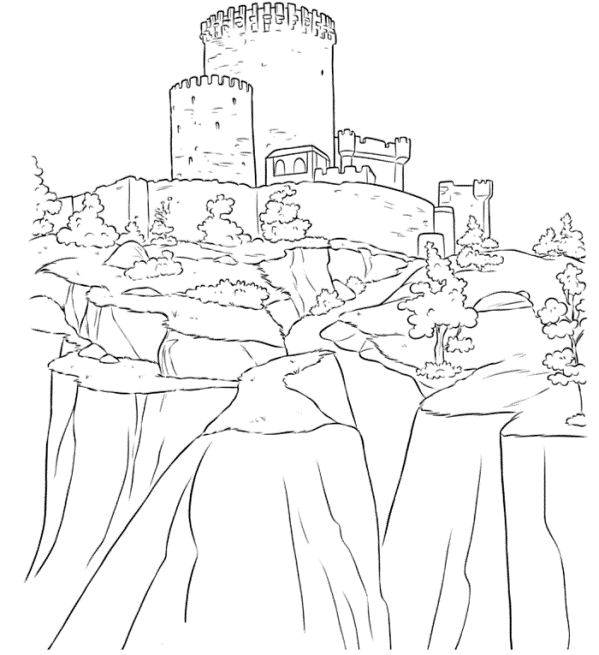Print Castle kleurplaat