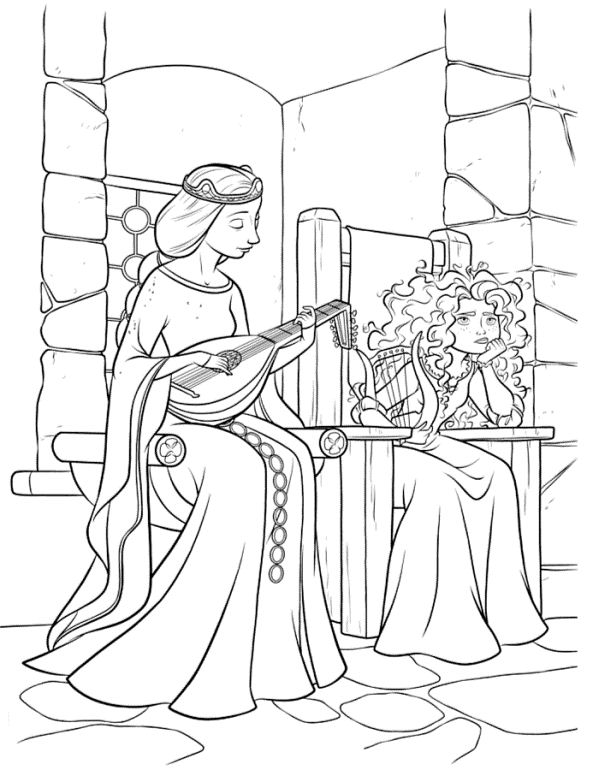 Merida and her mother, kleurplaat van Brave