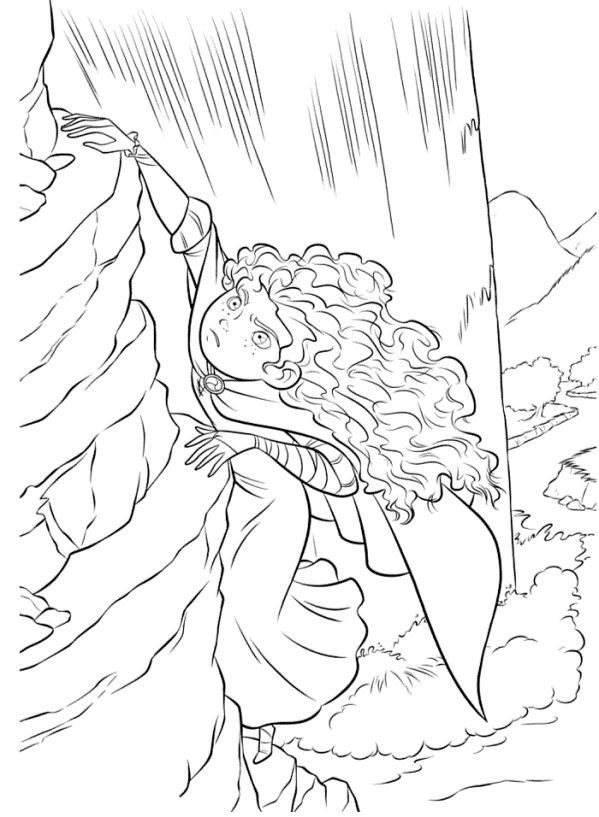 Merida climbing a riff, kleurplaat van Brave