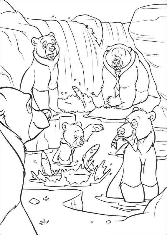 Beren vangen vis, kleurplaat van Brother Bear